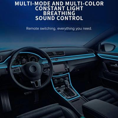 RGB Цветная Автомобильная Подсветка Салона Гибкая Лента с Пультом Дистанционного Управления Автомобильная Внутренняя Неоновая Лента Мягкий Свет Легко Установить
