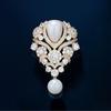 Charming Violet Pearl Pendant Brooch with Rhinestone for Evening Gown Accessory