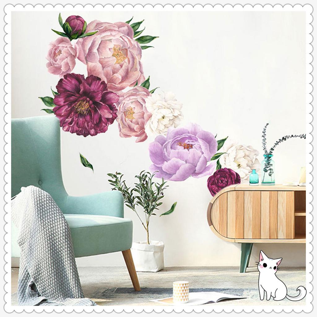 Пион роза цветы стикер стены искусство детские наклейки детская комната домашний декор подарок