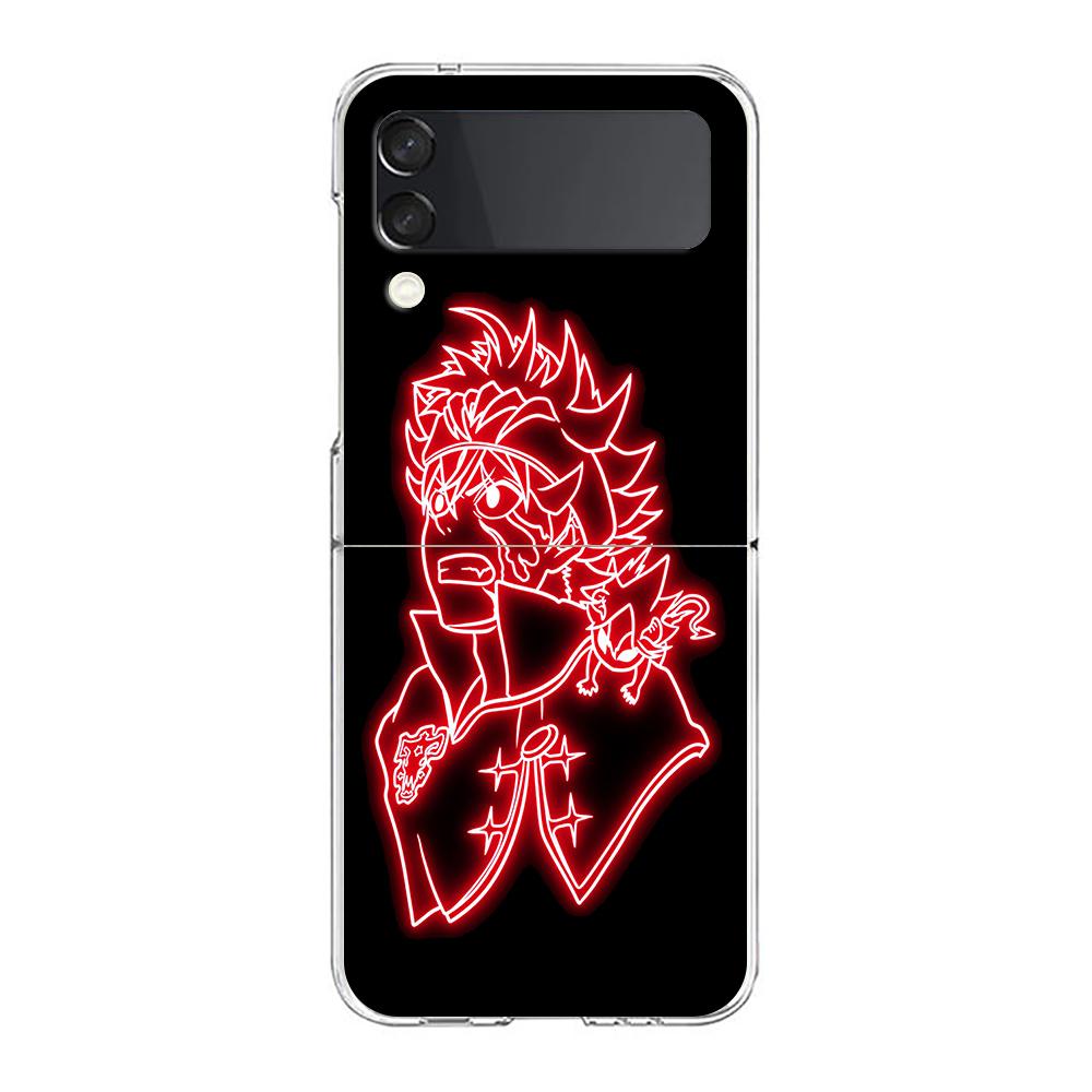 Чехол для телефона Asta Black Clover Neon Clear для Samsung Galaxy Z Flip 4, тонкий, прочный, из поликарбоната, для Galaxy Z Flip 3 5G