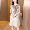 Складное летнее платье женское, новинка 2022 года, высококачественное зарубежное свободное свободное платье с v-образным вырезом и короткими рукавами, повседневное тонкое платье с принтом