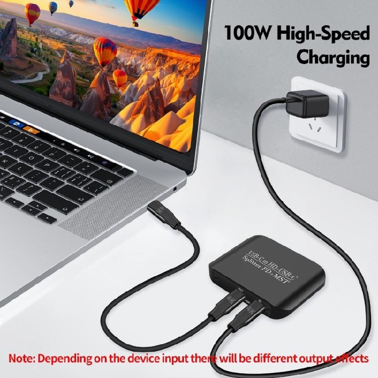 Разветвитель USB C на HDMI для двойного монитора с поддержкой PD100 Вт Power Delivery, поддержка SST Display, совместимость с 3D, для рабочих станций