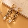Elegant Geometric Alloy Long Earrings With Faux Pearl For Women Fashion