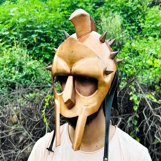 Гладиаторский шлем King Maximus Decimus meridians, доспехи с медной отделкой, шлемы с внутренней подкладкой, средневековые рыцарские доспехи, шлем для косплея, подарок