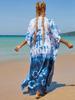 EDOLYNSA Multicolored Kaftan Bohemian Printed V-neck Batwing Sleeve Maxi Dress Women Beachwear Half Sleeve Maxi Dress Robe