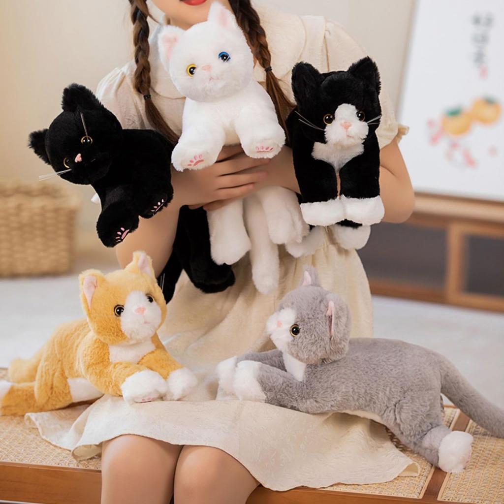 Реалистичный плюшевый кот, тело, как живой, спящая машина, подарок для 47 см, серовато-белая игрушка, подушка, милый, пушистый, кукла, подушка, мягкий, подушка, моющийся,