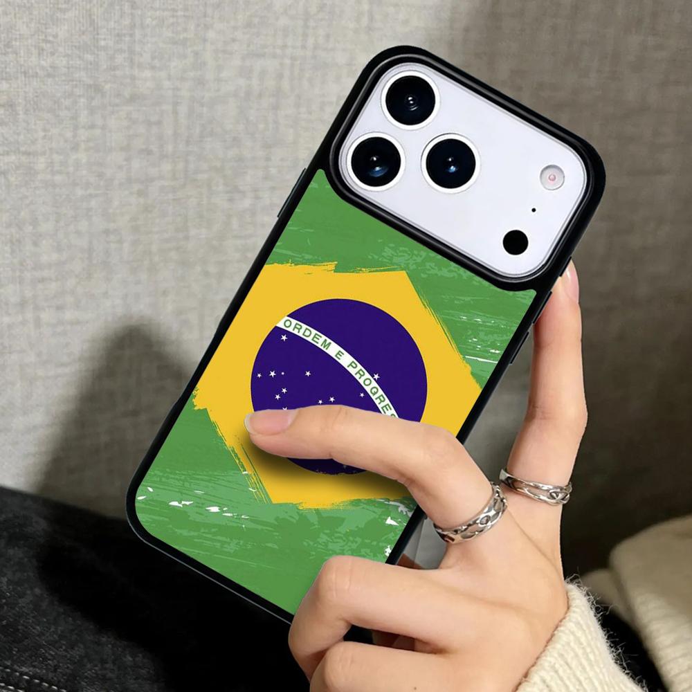 Чехол Case для iPhone 17 Air 16 Pro Max 15 Plus 11 13 Mini 14 12 Задняя крышка телефона Бразилия Бразильский футбол