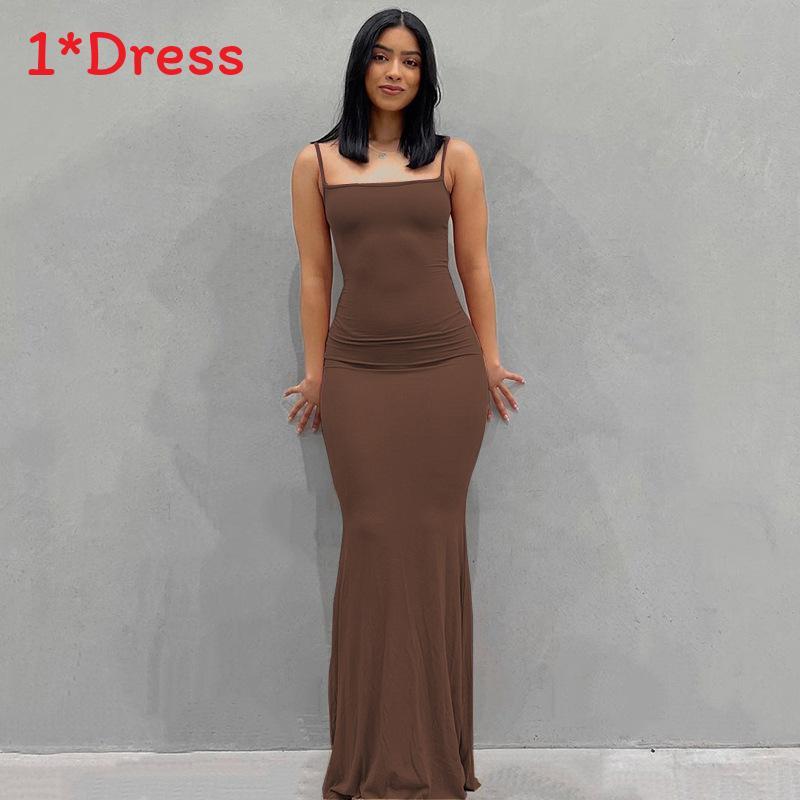 Solid Color Slim Fit Dress With Backless Design For Casual Wear