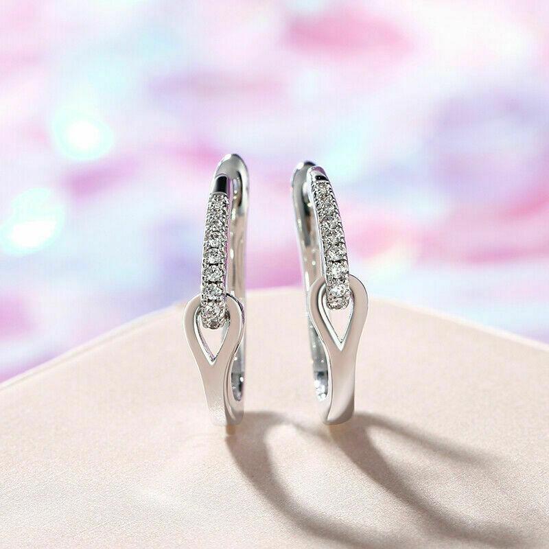 Новые шикарные женские серьги-кольца серебряного цвета с блестящим белым кубическим цирконием, модные U-образные серьги для помолвки, свадебные украшения