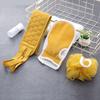 Exfoliating Back Scrubber Set: Gloves, Bath Towel, Bath Flower Ball - Double-Sided Three-Piece Set