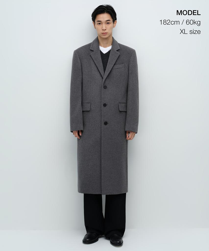 Musinsa Standard Cashmere Blend Masculine Chesterfield Long Coat [Medium Grey]