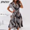 JPNTKY Women's Fashion Summer Spring Short Sleeve V-Neck Casual Dresses