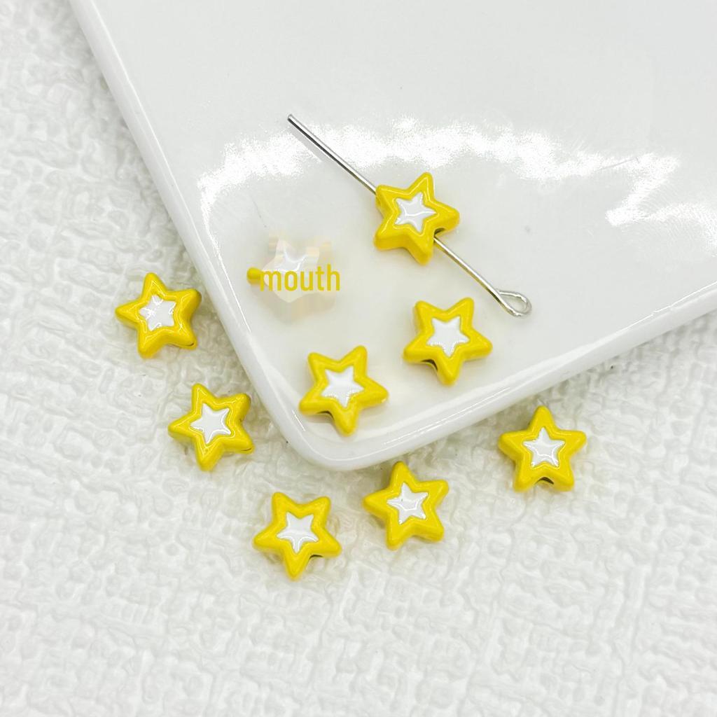 Двухцветные бусины в форме пятиконечной звезды из сплава для самостоятельного изготовления украшений и браслетов.