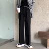 Мужские черные драпирующиеся брюки свободного кроя - прямые, в японском стиле, для весны и осени, корейские повседневные брюки широкого кроя.
