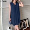 Женское платье-майка с V-образным вырезом, без рукавов, однотонное, повседневное, с оборкой по подолу, А-силуэта