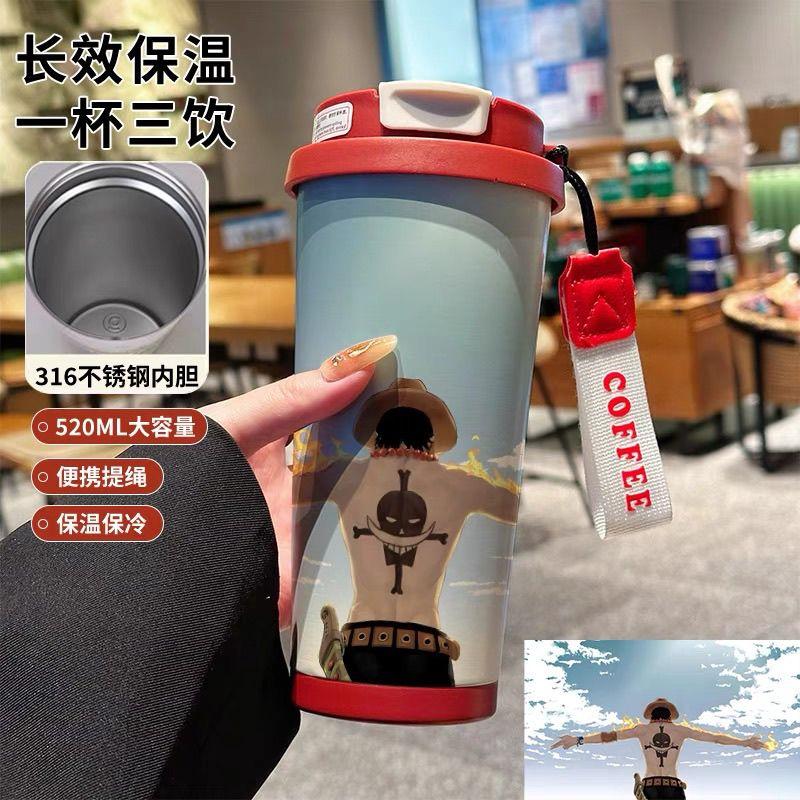 One Piece Луффи мультфильм аниме термокружка высокая ценность кружка для воды студент офисный работник портативный пищевой grade чайник подарок