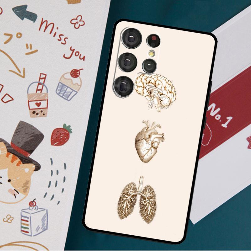 Медицинский чехол с изображением человеческих органов и сердца для Samsung Galaxy S23 S22 S21 Ultra S20 FE Note 20 Ultra S8 S9 S10 Note 10 Plus, чехол