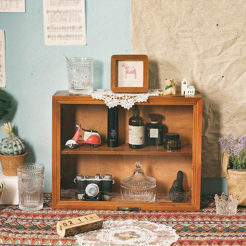 S/L 1 шт. Двухуровневый деревянный настольный шкаф для хранения вещей с прозрачной откидной крышкой, многоцелевая стойка для хранения разных вещей, игрушек и приправ.