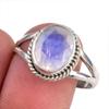 Натуральный Радужный Лунный Камень Драгоценный Камень 925 Проба Цельное Серебро Ювелирное Кольцо Размер 9.5 V3R87