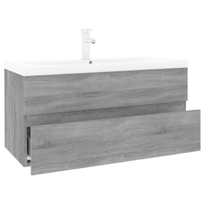 3152880 vidaXL Vanity Unit with Integrated Basin Sonoma Grey Engineered Wood