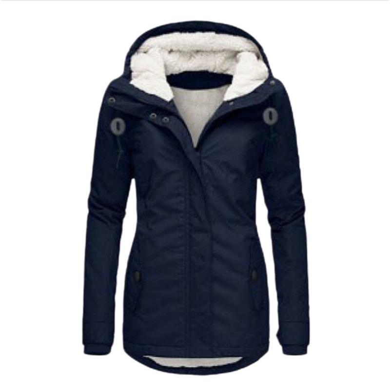 Autumn and Winter New Women's Clothing Solid Color Medium Long Cotton Jacket for Women