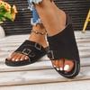 Fashion Slippers for Women Slides Beach Flat Low Heels Shoes for Women Solid Square Buckle Platform Summer Shoes Plus Size