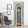 3D Geometric Door Sticker Self-adhseive Vinyl Full Door Wrap Cover Stickers Modern Abstract Geometry Wall Art Mural Decorations