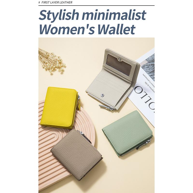 Кошелек из натуральной кожи в японском стиле, тонкий, с RFID-защитой, для женщин - Компактный кошелек для монет на молнии и держатель для карт большой вместимости (Новый дизайн)