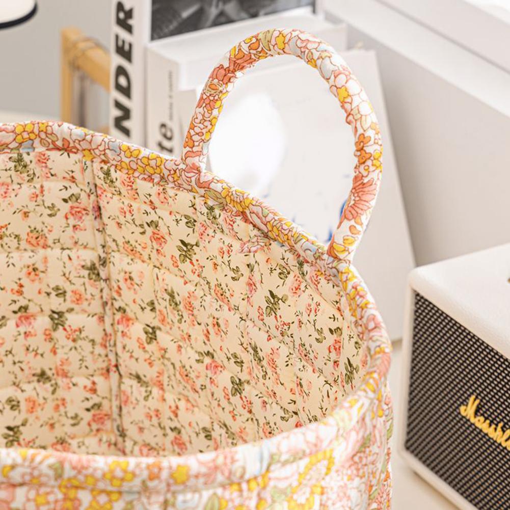 Boho Fabric Storage Basket Large Capacity Pastoral Style Baskets Quilted Laundry Hampers for Small Apartment Dormitory Closet