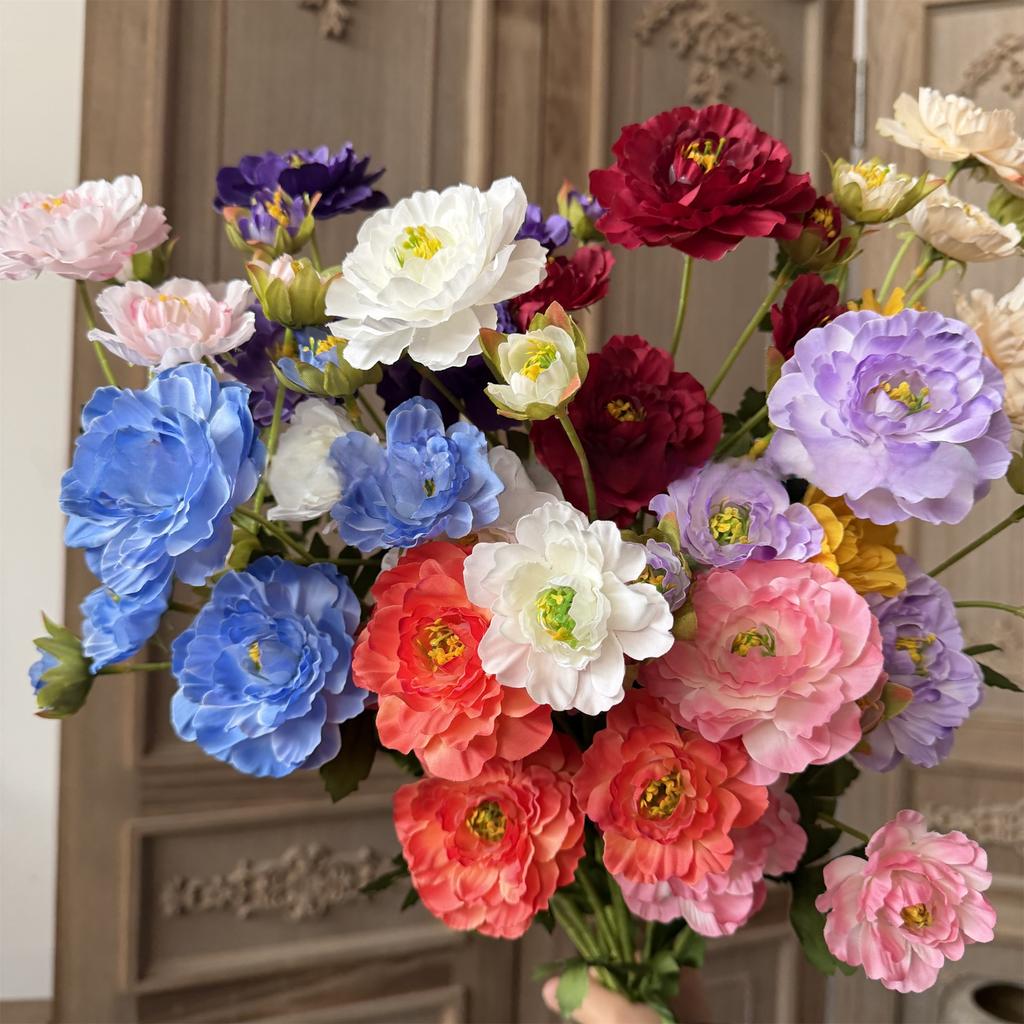 6 Heads Fake Flower with Buds Artificial Faux Plants Peony Artificial Flower Wedding Decoration