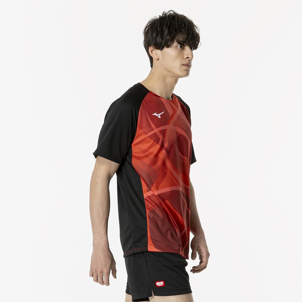 Одежда для настольного тенниса, Игровая рубашка, дизайн All Japan, Короткий рукав, Унисекс, Красный, Размер XL, 82JAB501