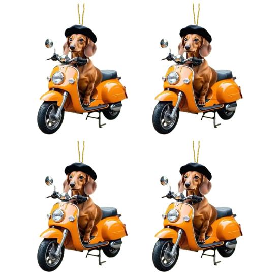 Акриловое Рождественское украшение Щенок на мотоцикле для елки или автомобиля