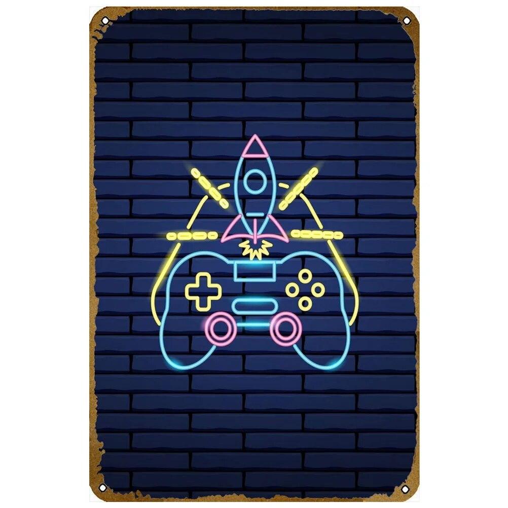 Ретро контроллер, коллекционеры, видеоигры, металлические жестяные знаки, винтажные постеры для игровой комнаты, бара, человека, пещеры, кафе, домашний декор стен, подарок