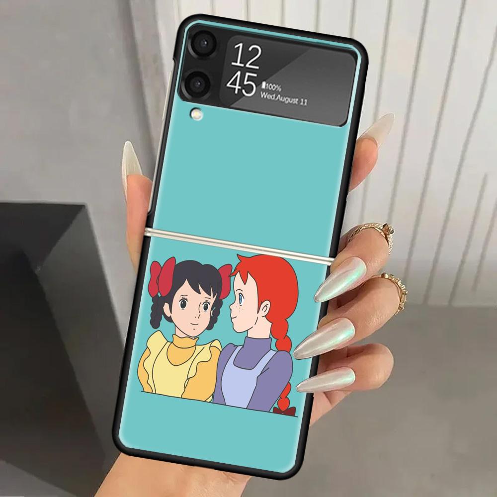 A-Энн из Зеленых Крыш Шерли Жесткий ПК Чехол Для Телефона Для Samsung Galaxy Z Flip 7 6 5 4 3 Черный ZFlip7 ZFlip6 Flip5 Flip4 Flip3 5G P