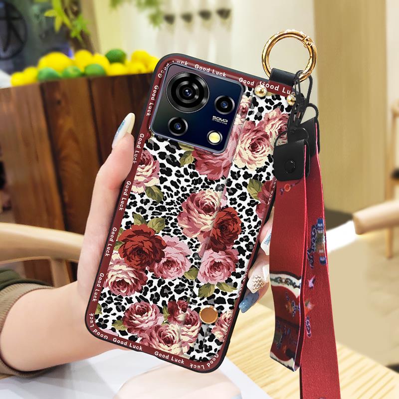 Protective Soft case Phone Case For ZTE Blade V50 Vita Fashion For Mom Shockproof Wristband Elderly lady Wrist Strap