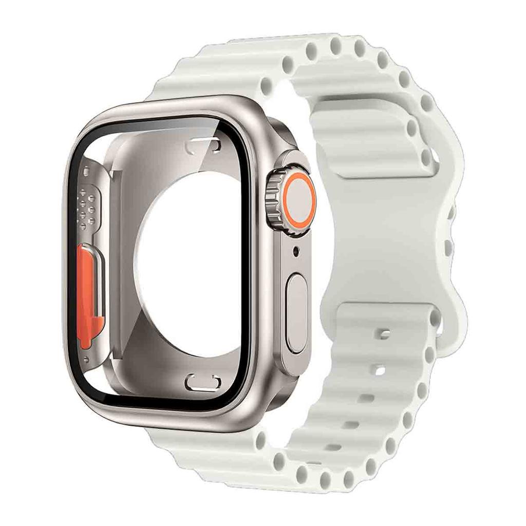 NEW Glass Case+Strap for Apple Watch Band 40 41 44 45 42 46mm Screen Protectors case for Apple IWatch Series 11 10 9 8 7 6 54