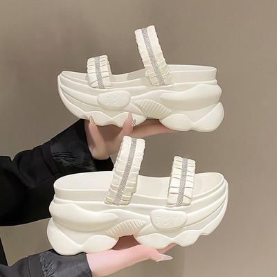 Модные женские шлепанцы-сандалии на платформе 9 см, шлепанцы на толстой подошве, женские уличные массивные слайды, летние повседневные пляжные шлепанцы, zapatos mujer