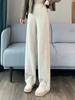 Толстые свободные брюки с высокой талией, широкие брюки, зимние теплые, однотонные, элегантные, прямые, брюки, офисные, женские, повседневные, спортивные брюки, новые