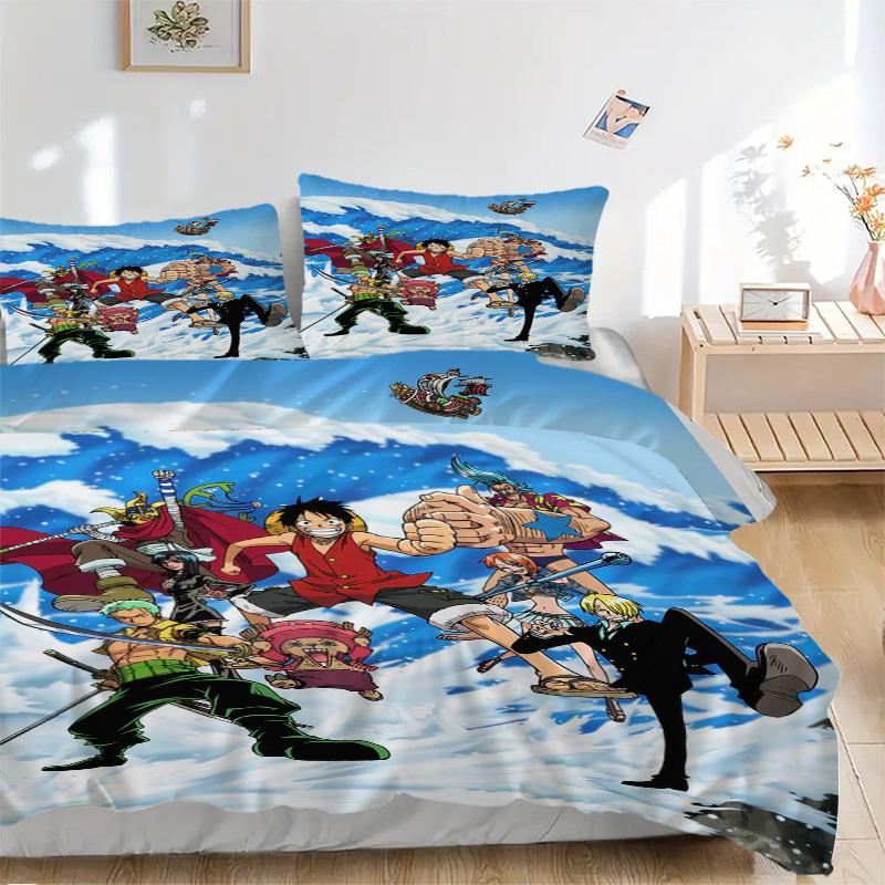 One Piece Bedding 3 Piece Set HD Print Duvet Cover Pillowcases for Teens Adult Bedroom Decoration Christmas Gift C393