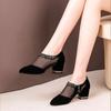 Fashion Women Shoes Sexy Black Hollow Mesh Pointed Heels Female Elegant Flower Shaped Rhinestone Ornament Footwear Ladies 35-43