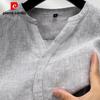 Мужская рубашка Pierre Cardin с V-образным вырезом, коротким рукавом, 100% льна