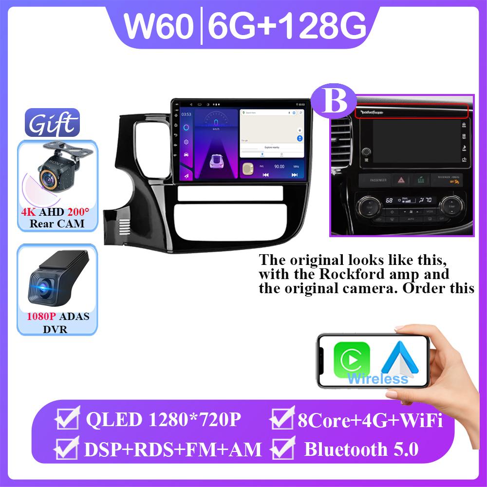 Навигация GPS Android 14 Авто Для Mitsubishi Outlander 3 2012-2018 Carplay Автомобильный Видеоплеер 2din DVD Мультимедийная Головное Устройство 2K BT