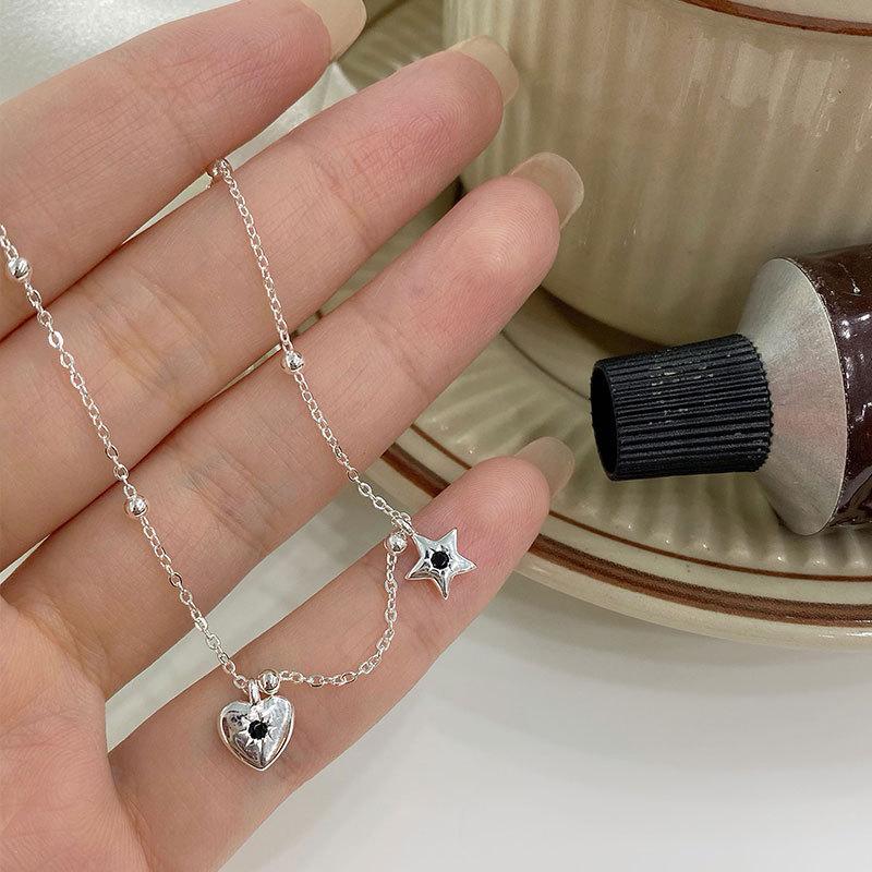 Изысканное маленькое микроцирконовое ожерелье с круглыми бусинами Love Star с бриллиантами на цепочку для женской ключицы