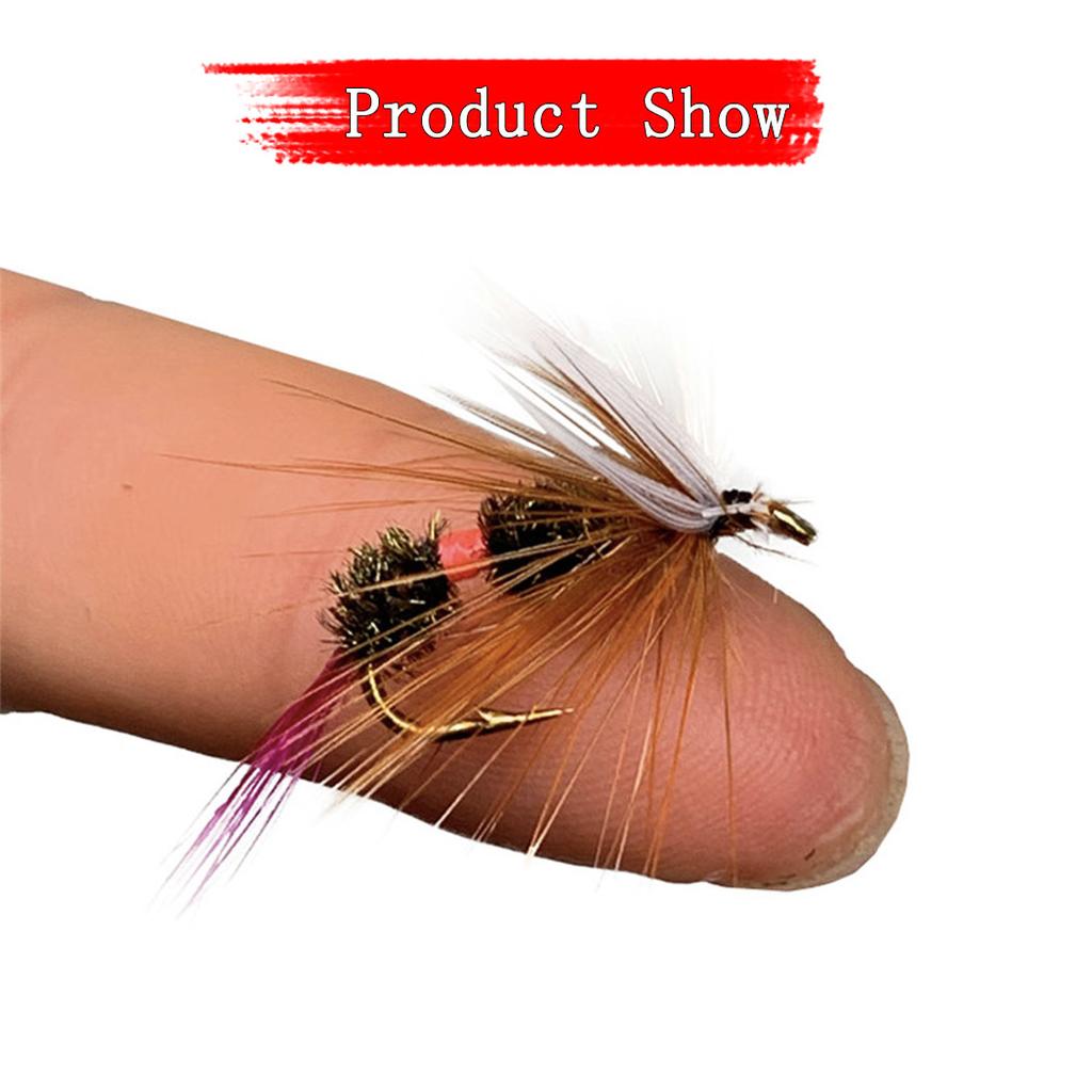 18Pcs-2Mixed Styles Fishing Artificial Insect Bait, Dry Flies-With Flies Box, for Fly Fishing Trout Royal WulffFly&Mosquito Mayfly Lure 3Mixed Sizes