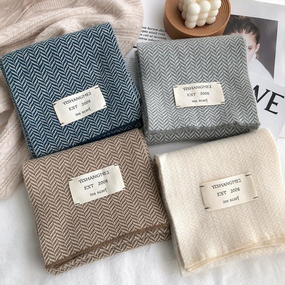 Keep Warm Knitted Scarf Stripe Pattern Long Scarf New Warm Scarves Ladies