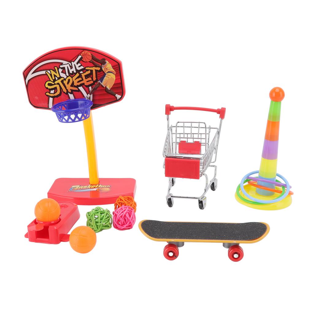 4pcs Bird Training Toys Interactive Fun Basketball Skateboard Trolley Parrot Toys for Budgie