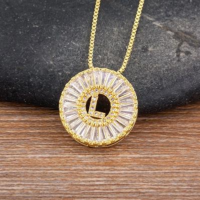 Nidin Name Initials A-Z 26 Zircon Letters Necklace Gold Color Alphabet Clavicle Chain Choker For Women Pendant Collar Jewelry