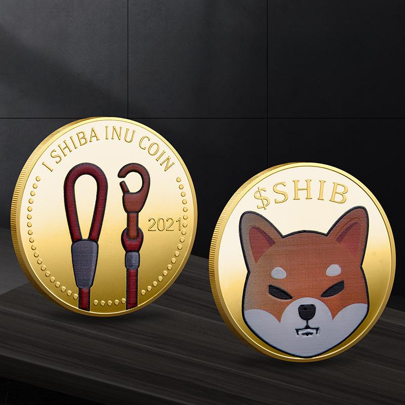 Цветная УФ Монета Сиба-ину Виртуальная Памятная монета Цифровая Виртуальная валюта Золотые монеты, Рождественский подарок, Наполнители для чулка