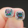 Colorful Square Zircon Earrings: European & American Fashion for Women