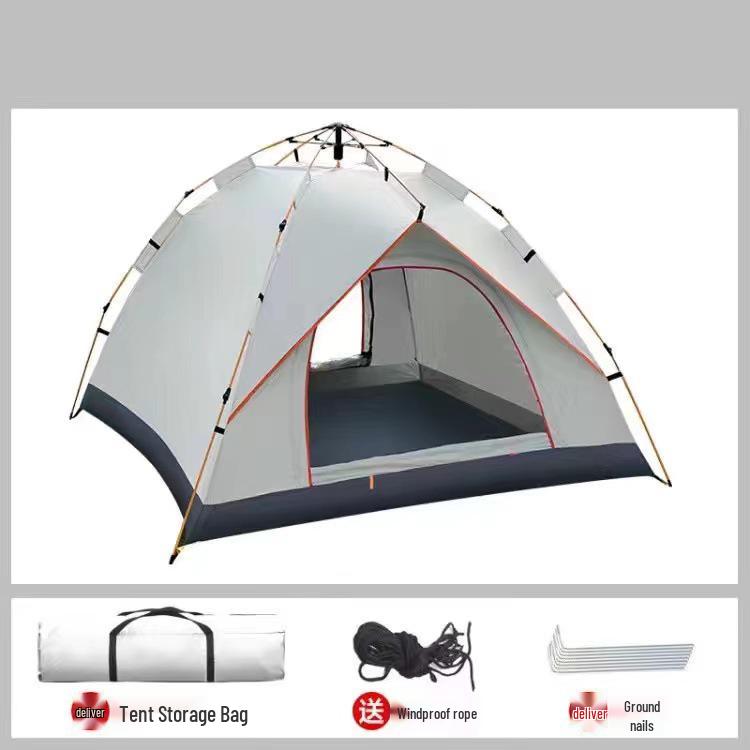 Двухслойная автоматическая палатка для кемпинга на 3-4 человека с полным набором снаряжения для активного отдыха